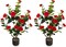 2pcs 38" Artificial Camellia Tree Flower Plant in Yellow Cement
